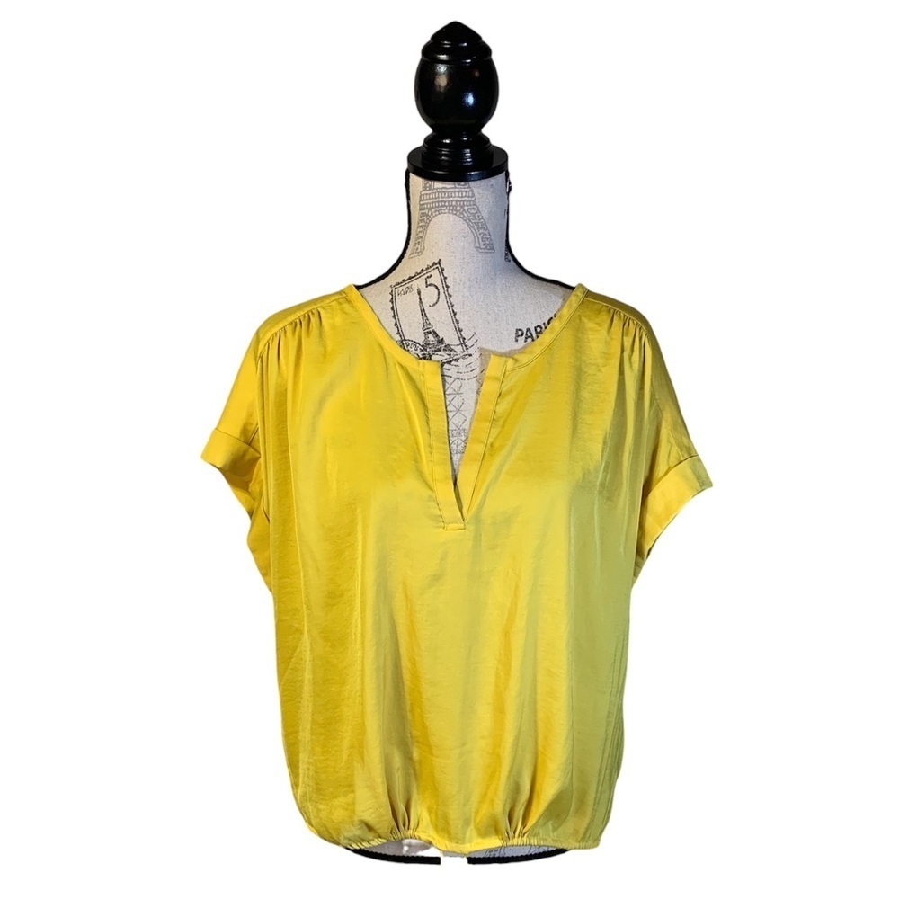 BCBGMAXAZRIA L Dropped Shoulder Satin Blouse